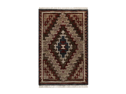 Brown 2'0" x 3'2" Tribal & Geometric Hand knotted Wool Rug - Sku: O091863