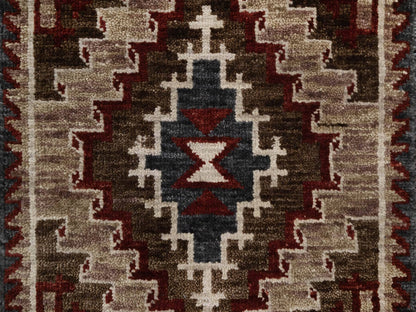 Brown 2'0" x 3'2" Tribal & Geometric Hand knotted Wool Rug - Sku: O091863