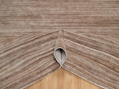 Brown 9'1" x 12'1" Modern and Contemporary Handloom Polyester Rug - Sku: O091869