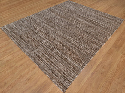 Brown 8'1" x 10'1" Modern and Contemporary Handloom Polyester Rug - Sku: O091870