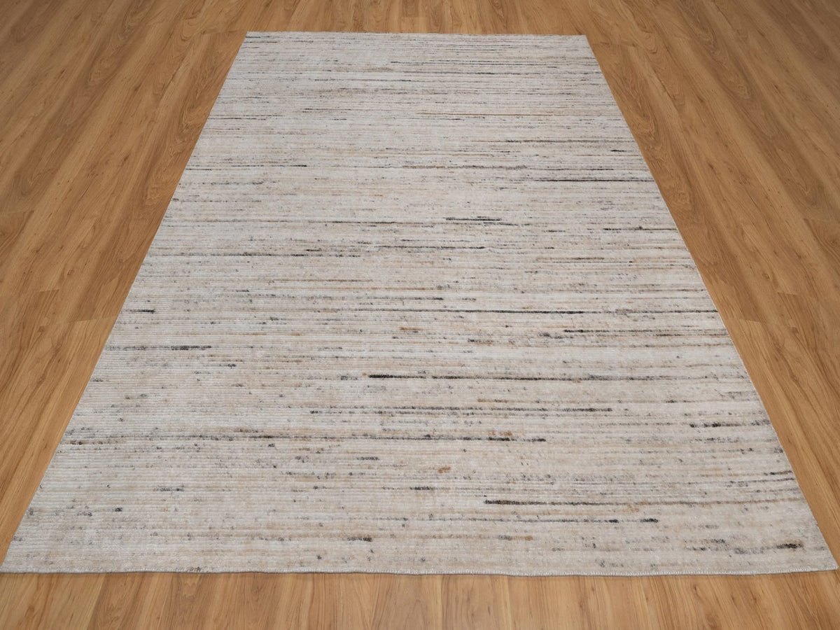 Modern / Contemporary hand-knotted polyester rug in Ivory, 8'1" x 10'1" — SKU O091871 (view 2)
