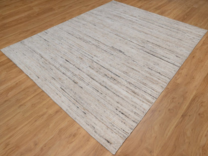 Modern / Contemporary hand-knotted polyester rug in Ivory, 8'1" x 10'1" — SKU O091871 (view 3)