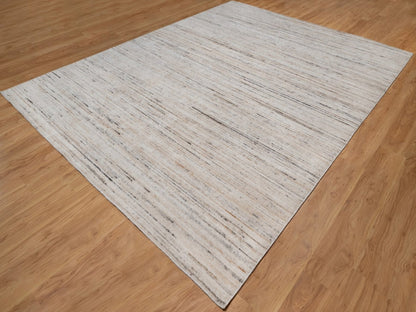 Ivory 9'1" x 12'0" Modern and Contemporary Handloom Polyester Rug - Sku: O091873