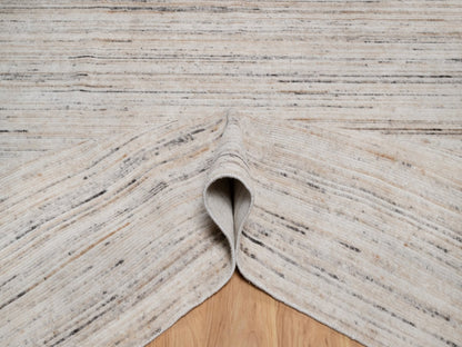 Ivory 9'1" x 12'0" Modern and Contemporary Handloom Polyester Rug - Sku: O091873