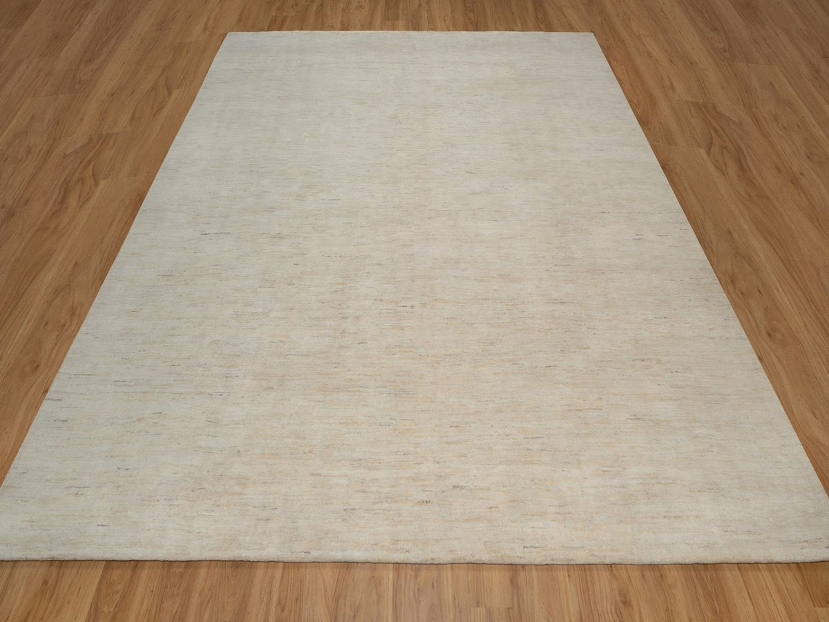 Gabbeh Modern / Contemporary hand-knotted wool rug in Ivory, 9'11" x 10'4" — SKU O091876 (view 2)