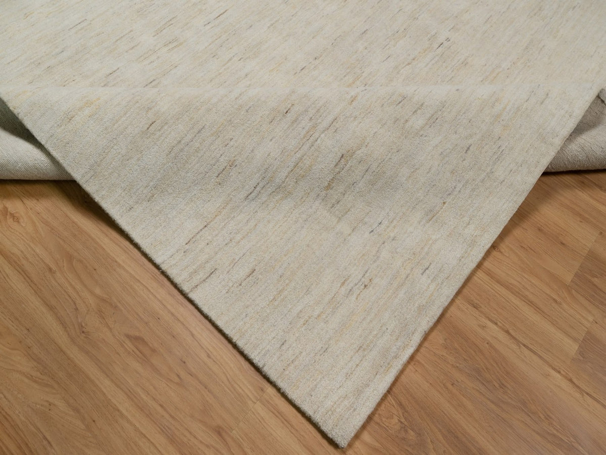 Gabbeh Modern / Contemporary hand-knotted wool rug in Ivory, 9'11" x 10'4" — SKU O091876 (view 6)