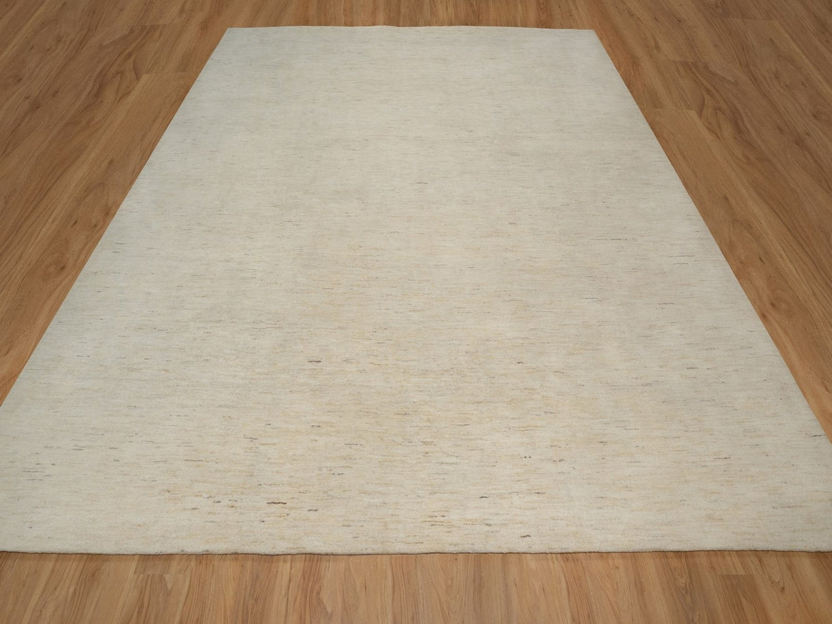 Gabbeh Modern / Contemporary hand-knotted wool rug in Ivory, 12'1" x 12'1" — SKU O091877 (view 2)
