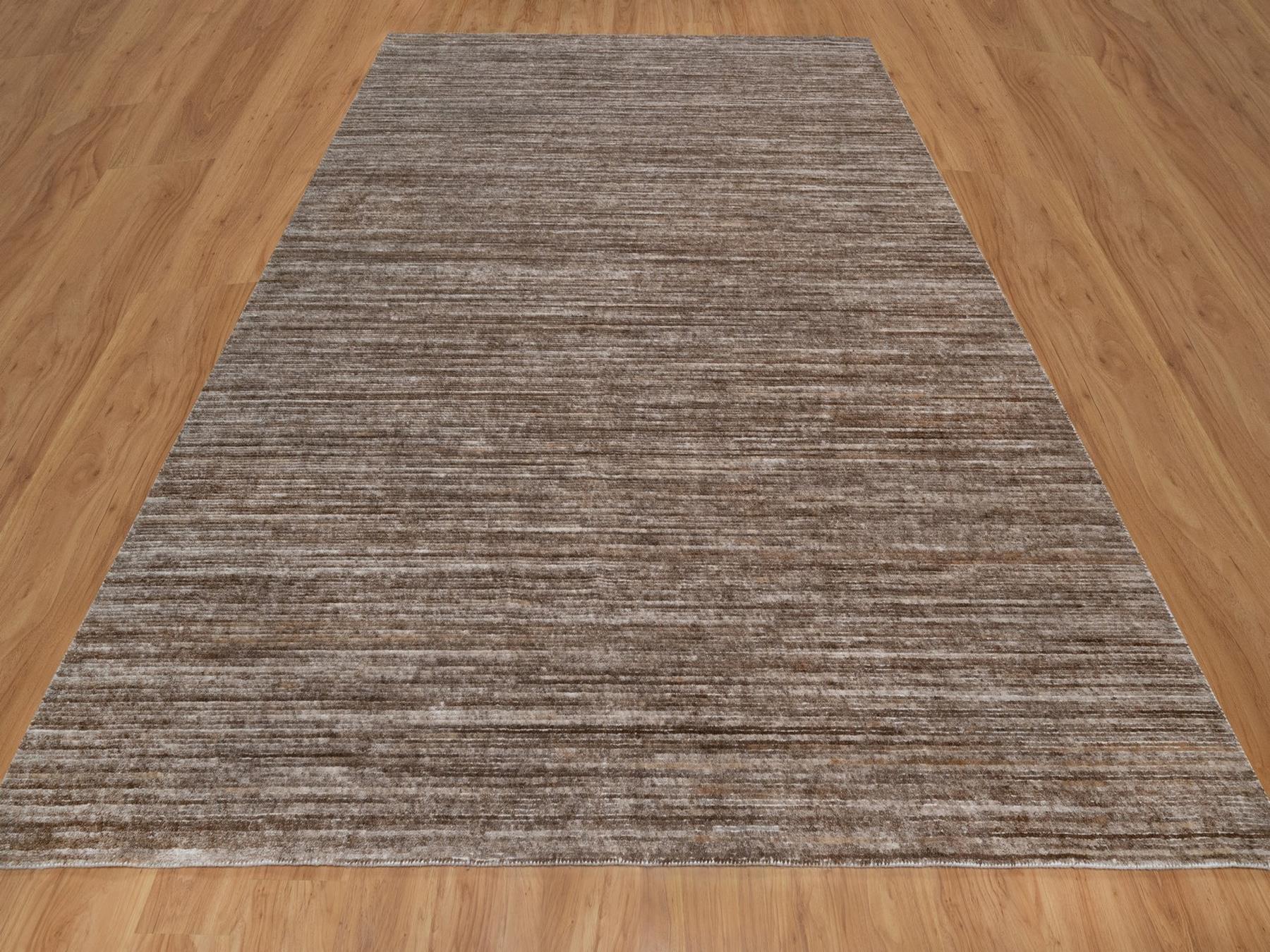 Brown 9'0" x 12'1" Modern and Contemporary Handloom Polyester Rug - Sku: O091881