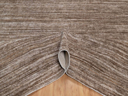 Brown 9'0" x 12'1" Modern and Contemporary Handloom Polyester Rug - Sku: O091881