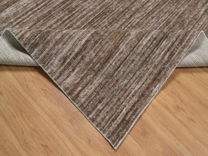 Brown 9'0" x 12'1" Modern and Contemporary Handloom Polyester Rug - Sku: O091881