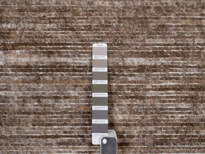 Brown 9'0" x 12'1" Modern and Contemporary Handloom Polyester Rug - Sku: O091881