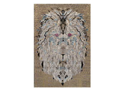 Brown 2'0" x 3'0" Modern and Contemporary Hand knotted Wool/Silk Rug - Sku: O091885