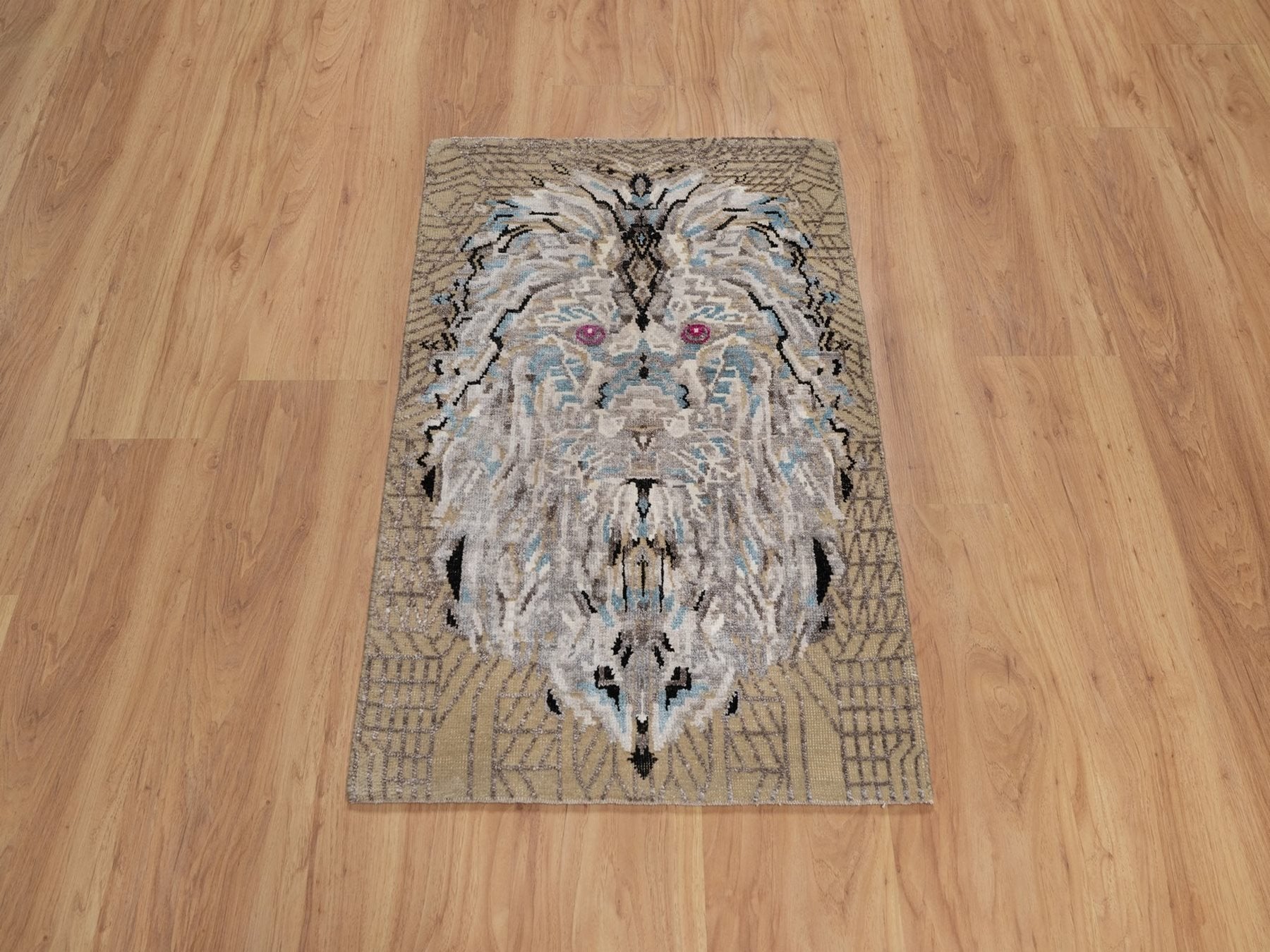 Brown 2'0" x 3'0" Modern and Contemporary Hand knotted Wool/Silk Rug - Sku: O091885