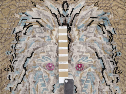 Brown 2'0" x 3'0" Modern and Contemporary Hand knotted Wool/Silk Rug - Sku: O091885