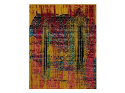Yellow 7'10" x 10'0" Modern and Contemporary Hand knotted Wool/Silk Rug - Sku: O091889
