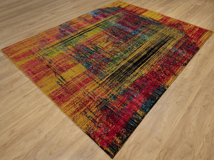 Modern / Contemporary hand-knotted wool/silk rug in Yellow, 7'10" x 10' — SKU O091889 (view 3)