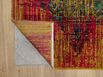 Modern / Contemporary hand-knotted wool/silk rug in Yellow, 7'10" x 10' — SKU O091889 (view 4)
