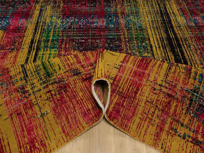 Modern / Contemporary hand-knotted wool/silk rug in Yellow, 7'10" x 10' — SKU O091889 (view 5)