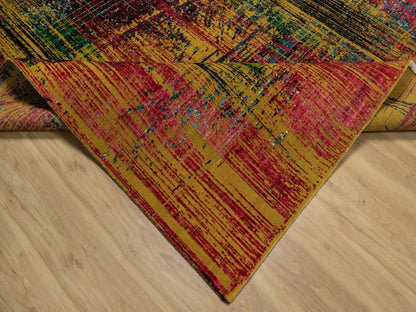 Modern / Contemporary hand-knotted wool/silk rug in Yellow, 7'10" x 10' — SKU O091889 (view 6)