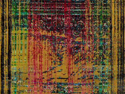 Modern / Contemporary hand-knotted wool/silk rug in Yellow, 7'10" x 10' — SKU O091889 (view 8)