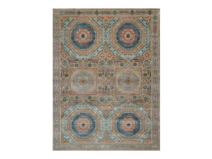Brown 9'0" x 12'1" Mamluk Hand knotted Wool/Silk Rug - Sku: O091890