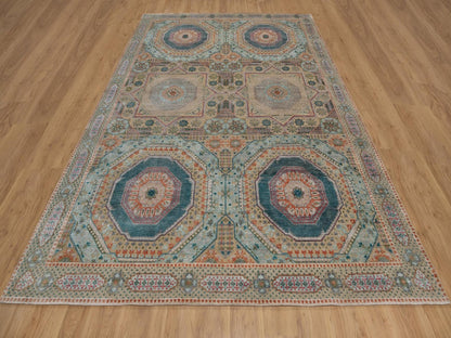 Brown 9'0" x 12'1" Mamluk Hand knotted Wool/Silk Rug - Sku: O091890