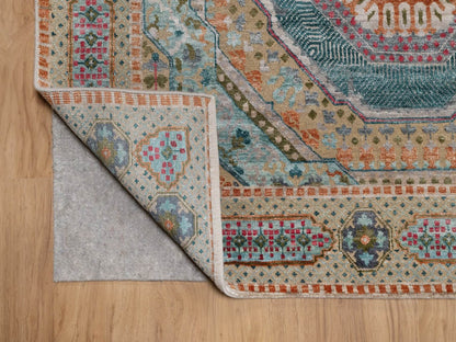 Brown 9'0" x 12'1" Mamluk Hand knotted Wool/Silk Rug - Sku: O091890
