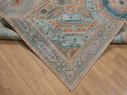 Brown 9'0" x 12'1" Mamluk Hand knotted Wool/Silk Rug - Sku: O091890