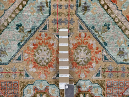 Brown 9'0" x 12'1" Mamluk Hand knotted Wool/Silk Rug - Sku: O091890