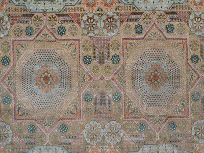 Brown 9'0" x 12'1" Mamluk Hand knotted Wool/Silk Rug - Sku: O091890
