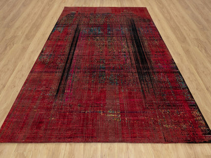 Modern / Contemporary hand-knotted wool/silk rug in Red, 8'8" x 11'11" — SKU O091893 (view 2)