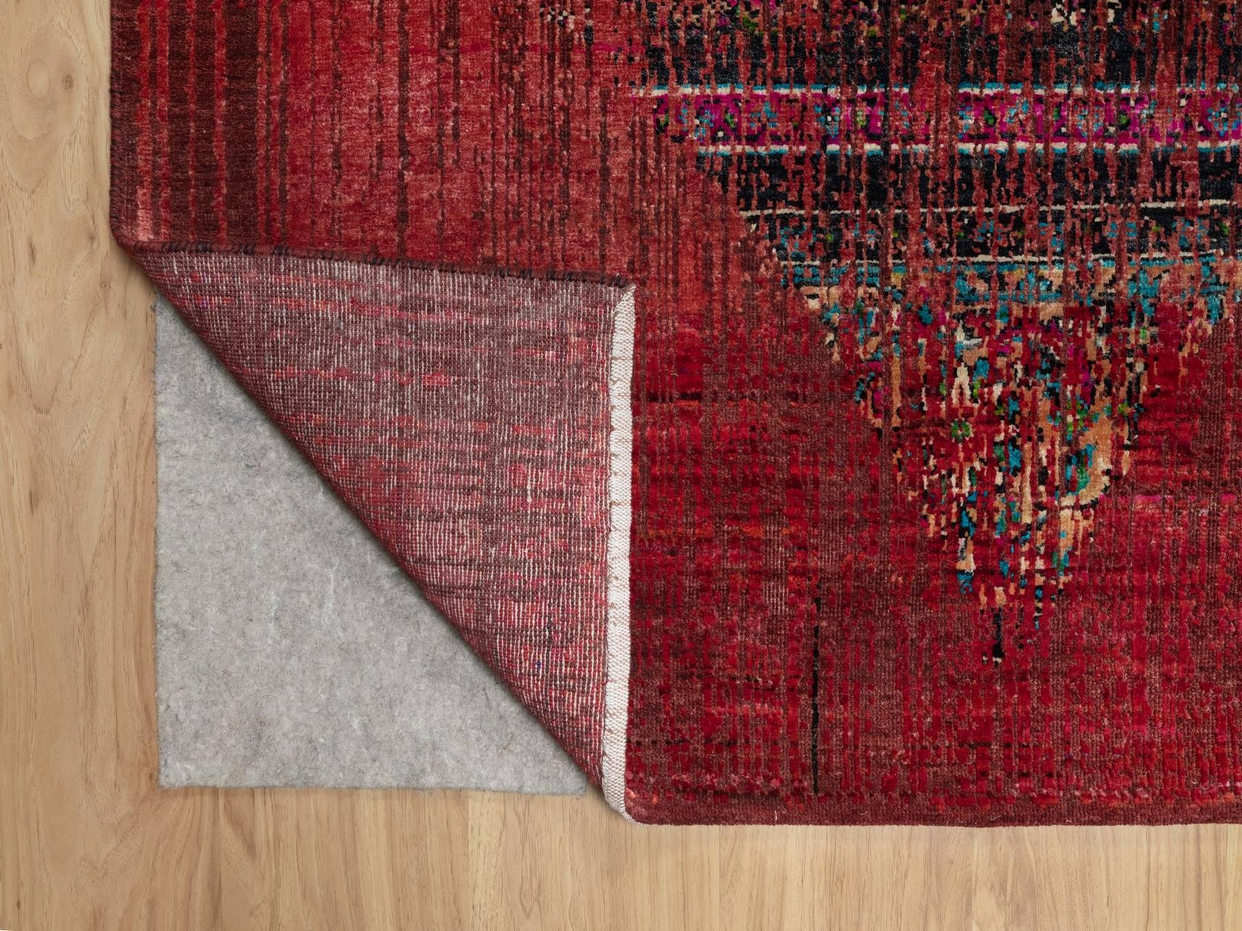 Modern / Contemporary hand-knotted wool/silk rug in Red, 8'8" x 11'11" — SKU O091893 (view 4)