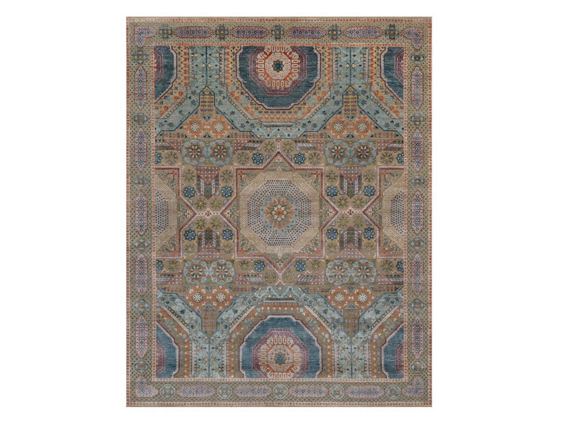 Brown 7'11" x 10'2" Mamluk Hand knotted Wool/Silk Rug - Sku: O091894
