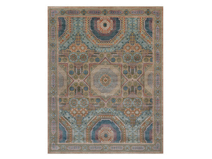 Brown 7'11" x 10'2" Mamluk Hand knotted Wool/Silk Rug - Sku: O091894