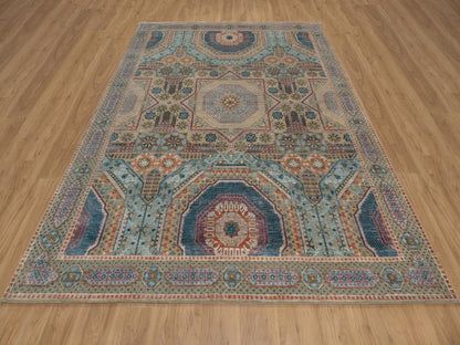 Brown 7'11" x 10'2" Mamluk Hand knotted Wool/Silk Rug - Sku: O091894