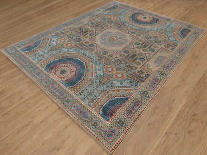Brown 7'11" x 10'2" Mamluk Hand knotted Wool/Silk Rug - Sku: O091894