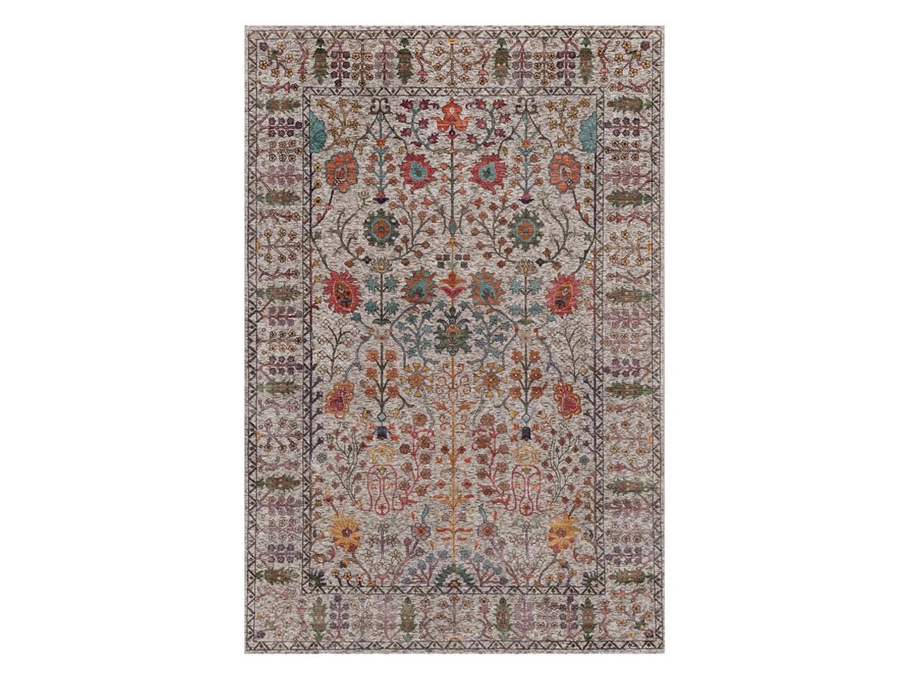 Ivory 6'2" x 9'2" Transitional Hand knotted Wool/Silk Rug - Sku: O091896