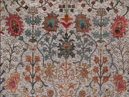 Transitional hand-knotted wool/silk rug in Ivory, 6'2" x 9'2" — SKU O091896 (view 8)