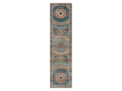 Brown 2'6" x 10'1" Mamluk Hand knotted Wool/Silk Rug - Sku: O091897
