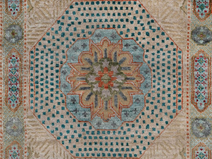 Brown 2'6" x 10'1" Mamluk Hand knotted Wool/Silk Rug - Sku: O091897