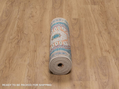 Brown 2'6" x 10'1" Mamluk Hand knotted Wool/Silk Rug - Sku: O091897