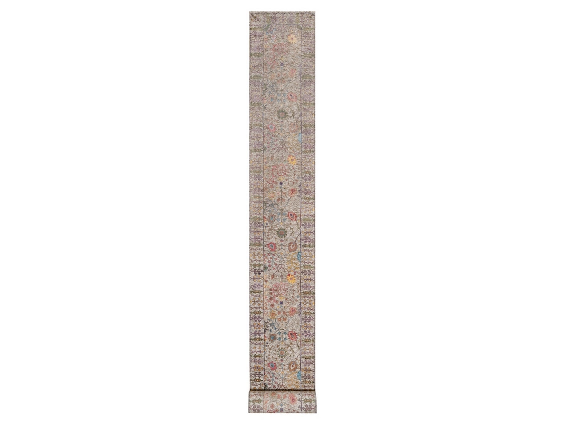 Ivory 2'7" x 27'3" Transitional Hand knotted Wool/Silk Rug - Sku: O091898