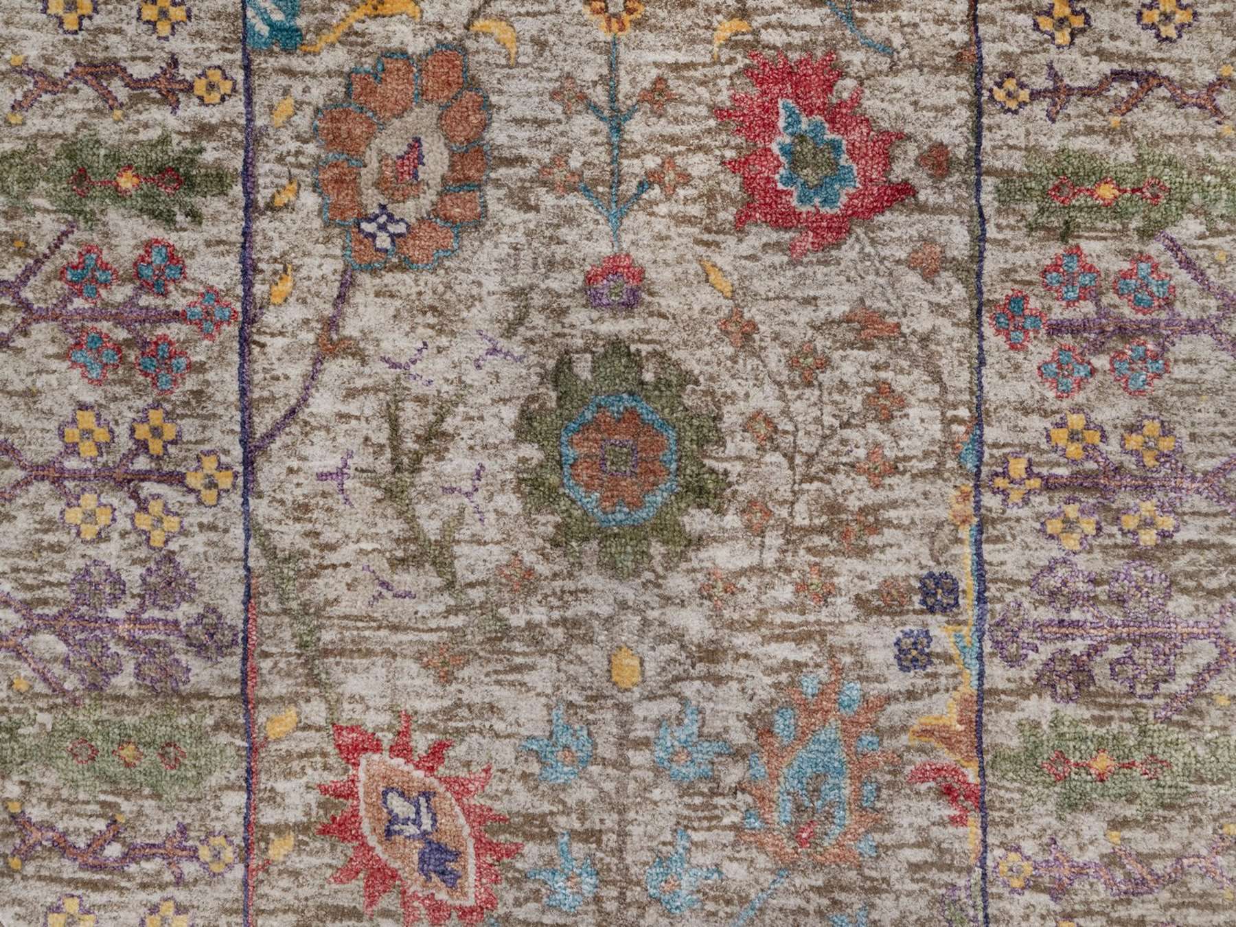 Transitional hand-knotted wool/silk runner in Ivory, 2'7" x 27'3" — SKU O091898 (view 5)