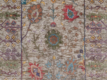 Transitional hand-knotted wool/silk runner in Ivory, 2'7" x 27'3" — SKU O091898 (view 5)