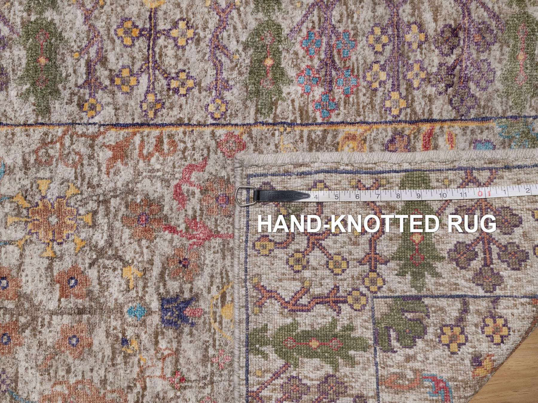 Transitional hand-knotted wool/silk runner in Ivory, 2'7" x 27'3" — SKU O091898 (view 8)