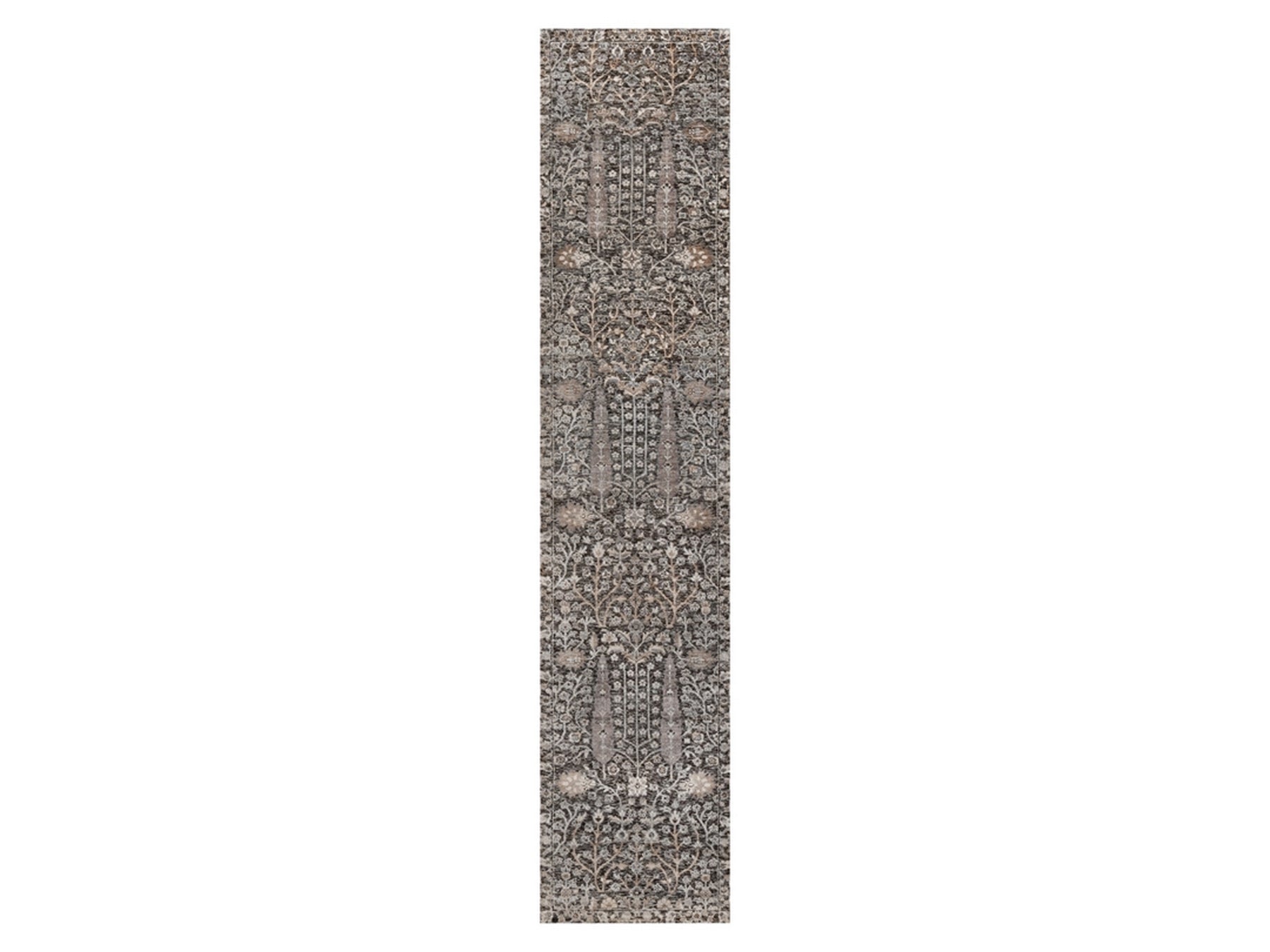 Brown 2'6" x 11'10" Transitional Hand knotted Wool/Silk Rug - Sku: O091900