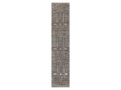 Brown 2'6" x 11'10" Transitional Hand knotted Wool/Silk Rug - Sku: O091900
