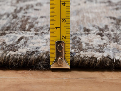 Transitional hand-knotted wool/silk runner in Brown, 2'6" x 11'10" — SKU O091900 (view 7)
