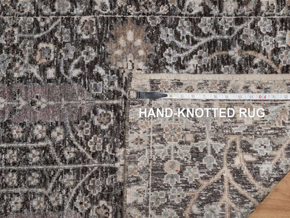Brown 2'6" x 11'10" Transitional Hand knotted Wool/Silk Rug - Sku: O091900