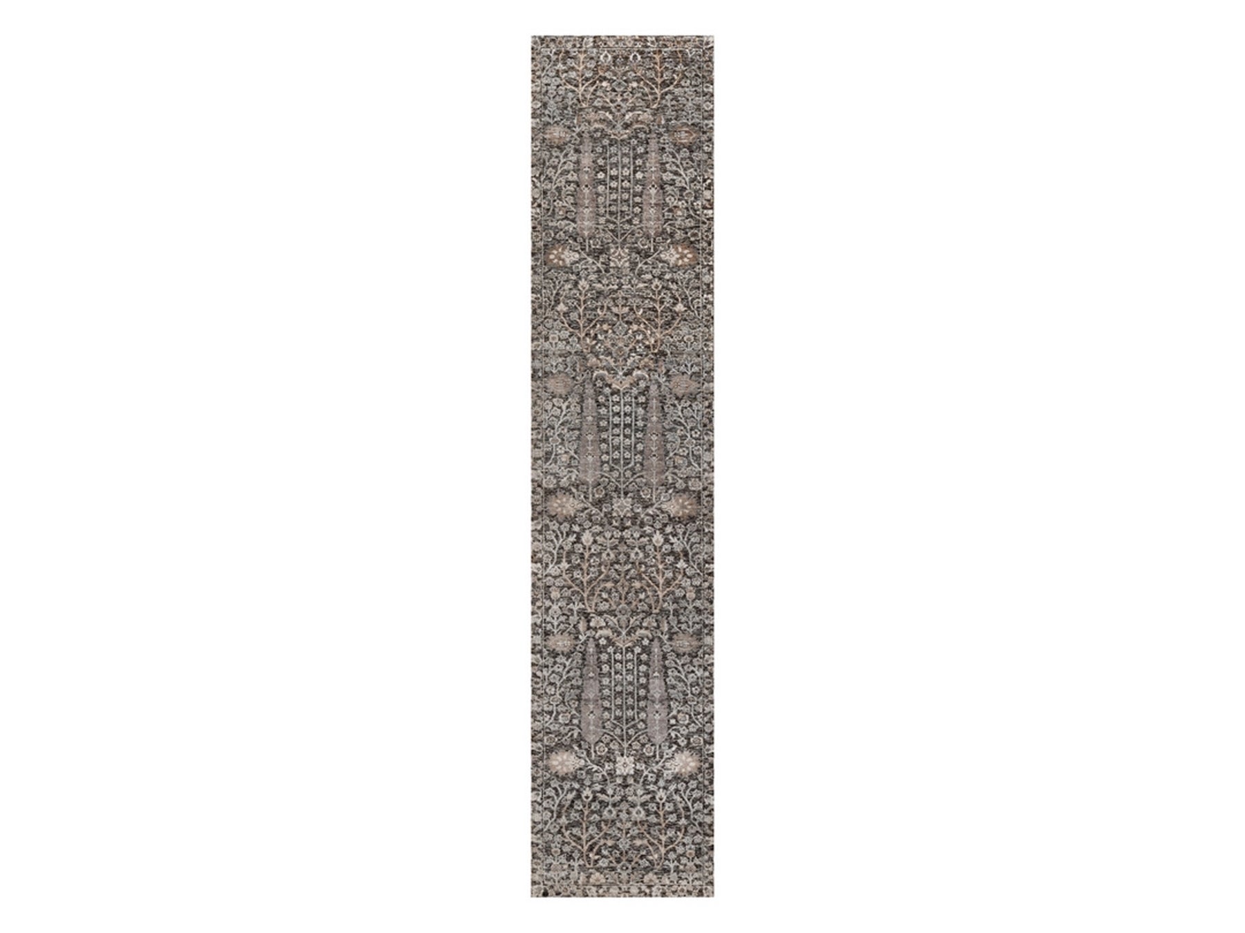 Brown 2'4" x 11'11" Transitional Hand knotted Wool/Silk Rug - Sku: O091901